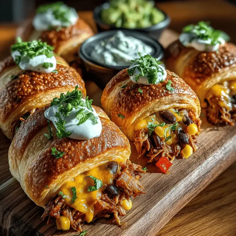 Mini Hähnchen Taco Croissant Häppchen sind die perfekte Kombination aus knusprigem Croissantteig und einer herzhaften, würzigen Füllung, die deine Gäste begeistern wird. Diese Häppchen sind nicht nur einfach zuzubereiten, sondern auch ideal für Partys, als Snack für die Familie oder sogar als schnelles Mittagessen. Mit nur wenigen Zutaten kannst du ein Gericht kreieren, das sowohl geschmacklich überzeugt als auch optisch ansprechend ist. Wenn du auf der Suche nach einer Rezeptidee bist, die schnell geht und trotzdem alle mit einem Gaumenschmaus überrascht, bist du hier genau richtig.