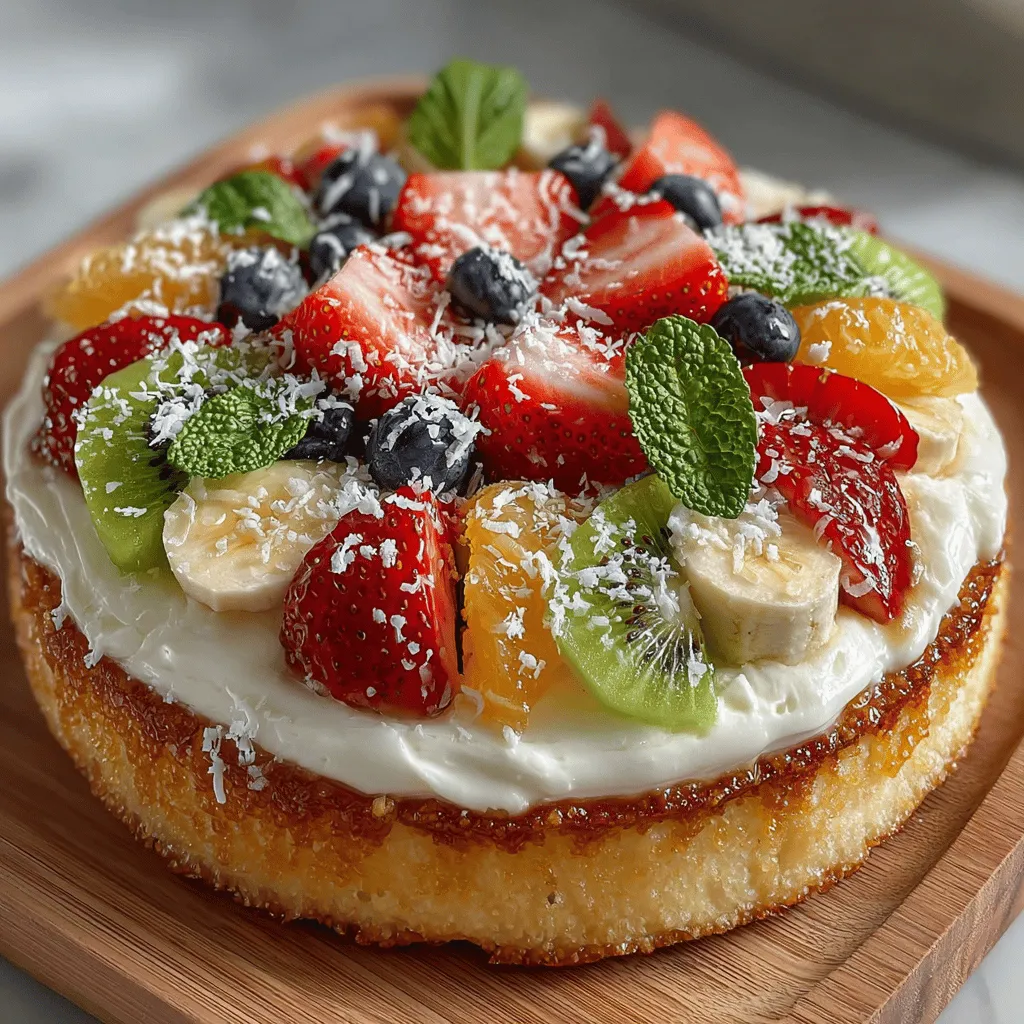 Die Tropische Bliss Fruchtpizza ist nicht nur ein Fest für die Augen, sondern auch eine köstliche und erfrischende Leckerei, die perfekt für die warmen Monate geeignet ist. Dieses Rezept kombiniert einen süßen, keksartigen Boden mit einem cremigen Frischkäse-Frosting und einer bunten Auswahl an frischen Früchten. Ob für einen Sommergeburtstag, ein Picknick im Park oder einfach nur als süße Belohnung nach einem langen Tag – diese Fruchtpizza bringt sofort gute Laune und Urlaubsfeeling auf den Tisch.